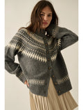 Fair Isle Knit Button Down Cardigan