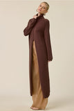 Cecilia (Brown) Front Slit Tunic Sweater