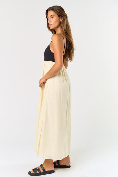 Natalia Color Block Linen Midi Dress