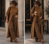 Cecilia (Camel) Front Slit Tunic Sweater