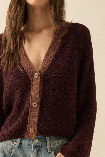 Nora Burgundy Knit Cardigan
