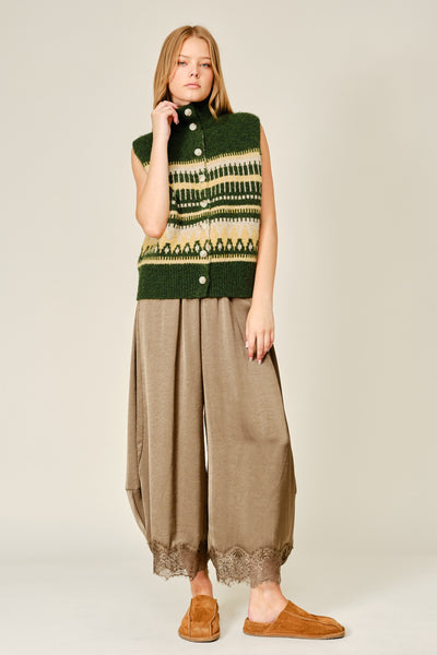 Isabella Silky Barrel Lace Detail Pant