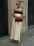 Natalia Color Block Linen Midi Dress
