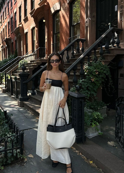 Natalia Color Block Linen Midi Dress