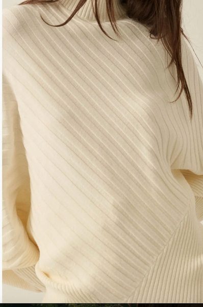 Alexia Assymetrical Ribbed Knit Sweater