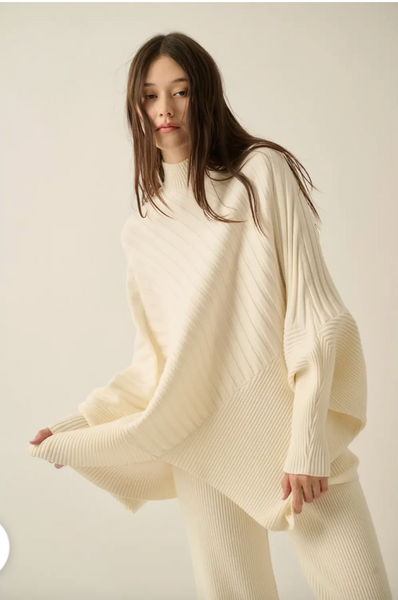 Alexia Assymetrical Ribbed Knit Sweater