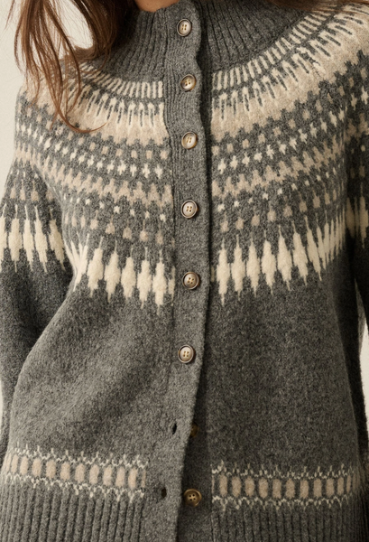 Fair Isle Knit Button Down Cardigan