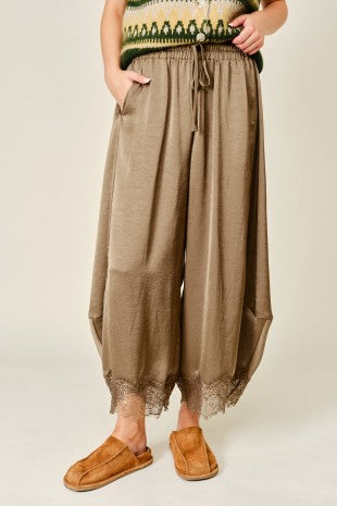 Isabella Silky Barrel Lace Detail Pant