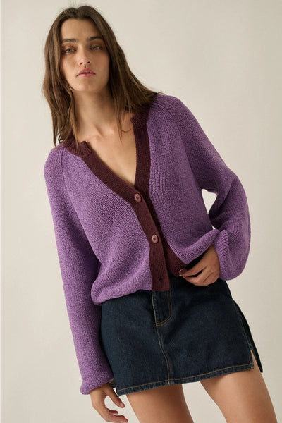 Nora Aubergine Knit Cardigan