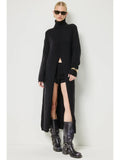 Cecilia (Black) Front Slit Tunic Sweater