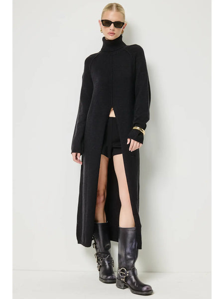Cecilia (Black) Front Slit Tunic Sweater