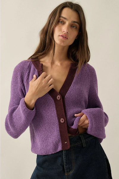 Nora Aubergine Knit Cardigan