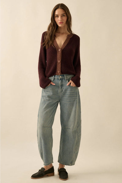 Nora Burgundy Knit Cardigan